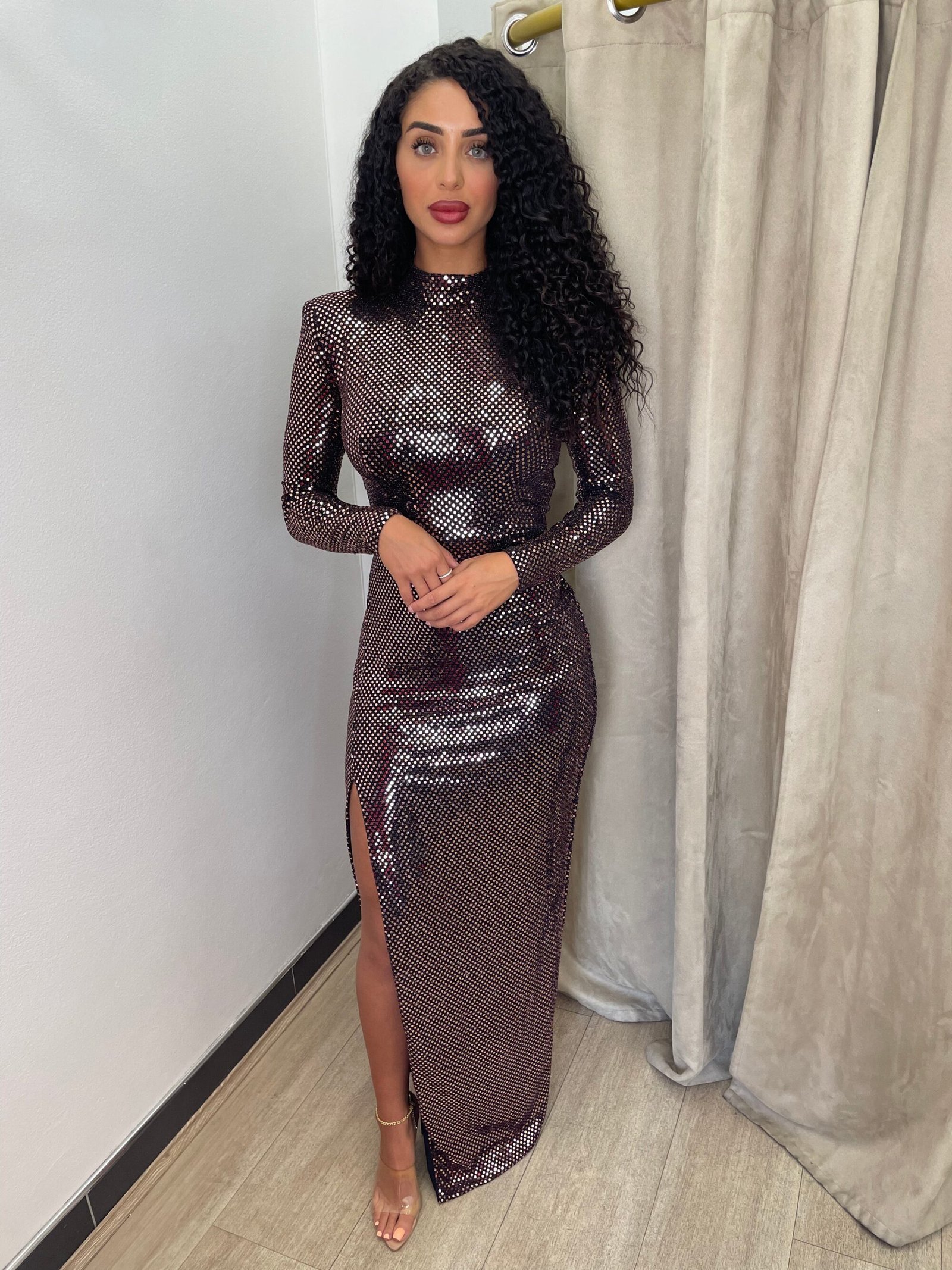 Lia Stublla Metallic Gown - Rose Gold